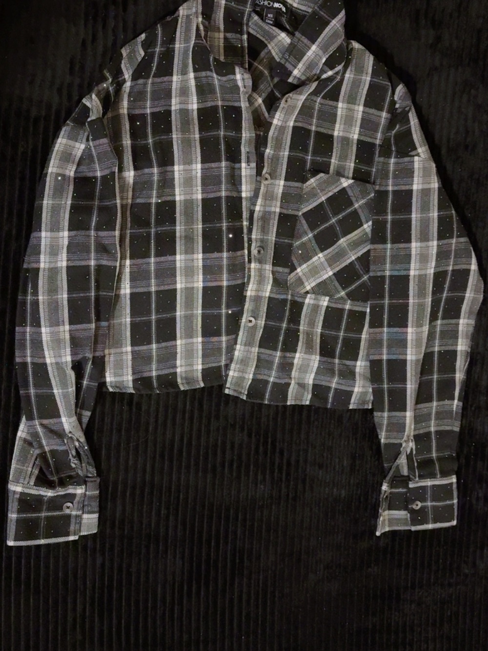 SHEIN Black and White Plaid Button-Down Shirt